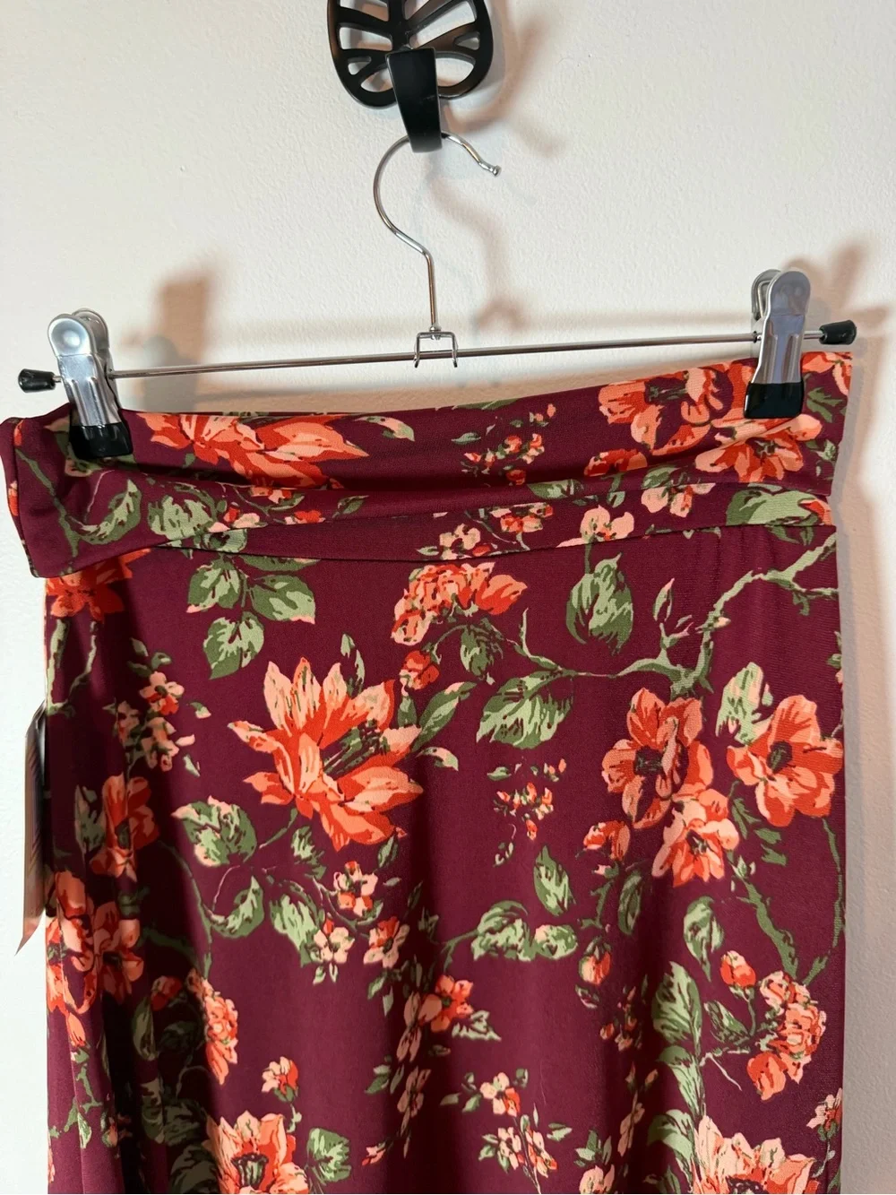 LuLaRoe Azure Burgundy Floral A-Line Skirt